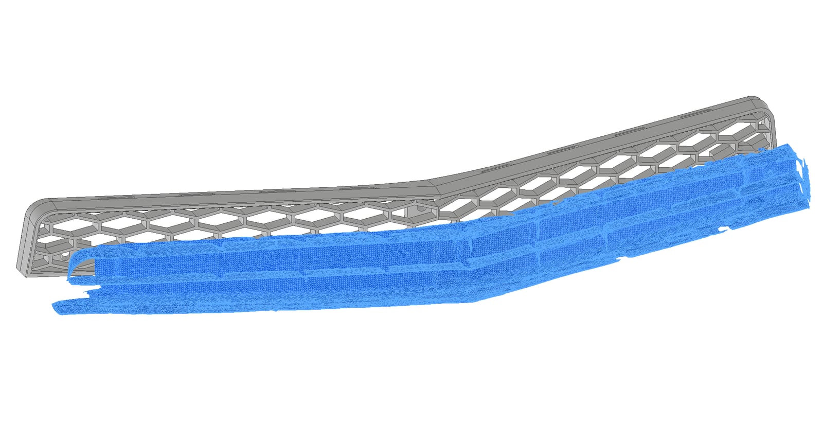 3D-Scan eines Kühlergrills, Punktwolke im Abgleich mit der CAD-Geometrie